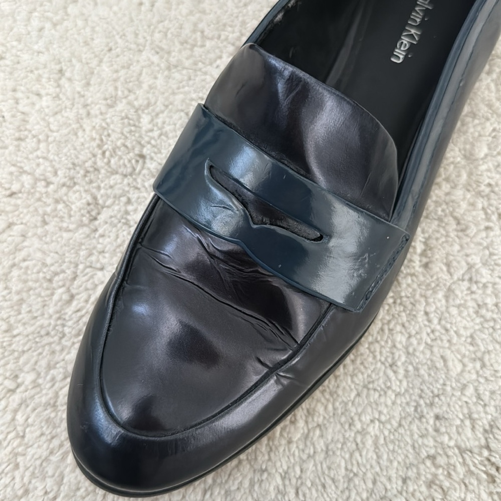 Calvin Klein Black Leather Slip-On Loafers - Picture 3 of 6